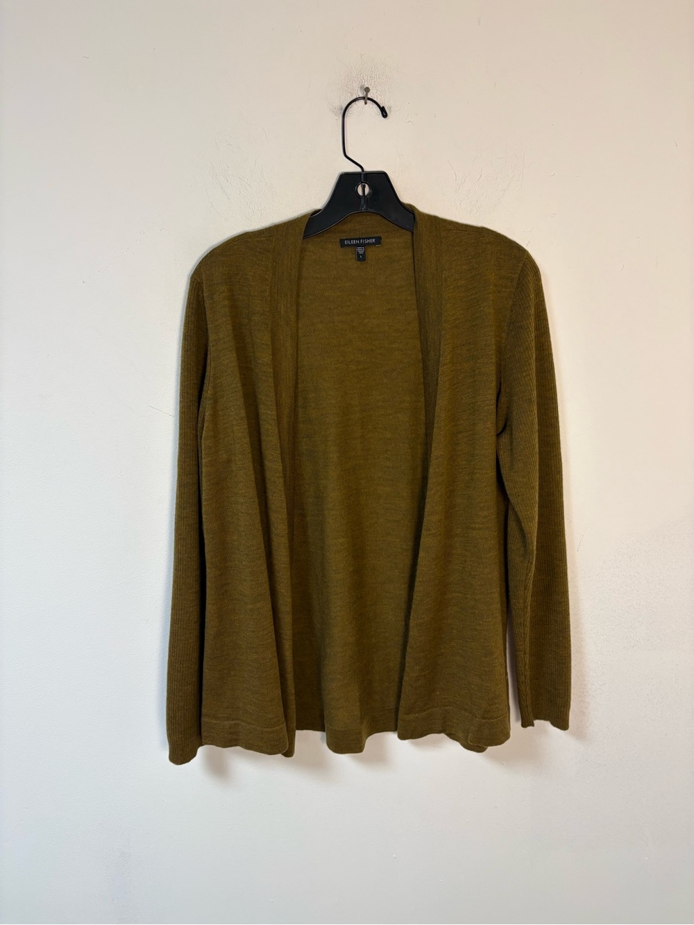Eileen Fisher Open-Front Merino Wool Women's Cardigan Sweater Large